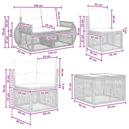 Havesofa Sæt 9 stk. Beige polyrattan