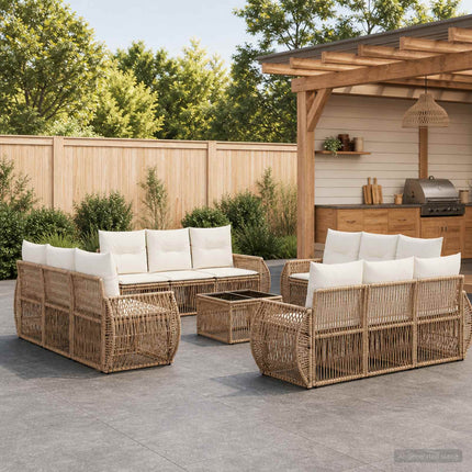 Havesofa Sæt 13 stk. Beige og cremehvid polyrattan