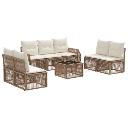 Havesofa Sæt 8 stk. Beige og cremehvid polyrattan