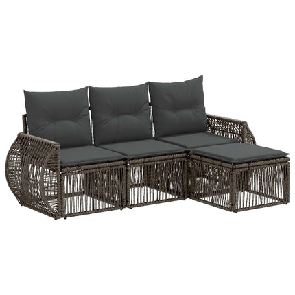 Havesofa Sæt 4 stk. Grå og Mørkegrå polyrattan