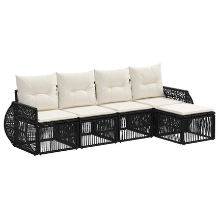 Havesofa Sæt 5 stk. Sort og Cremehvid polyrattan