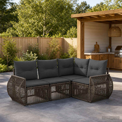 Havesofa Sæt 4 stk. Grå og Mørkegrå polyrattan