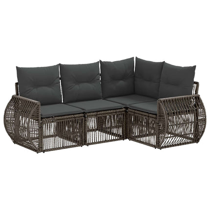 Havesofa Sæt 4 stk. Grå og Mørkegrå polyrattan