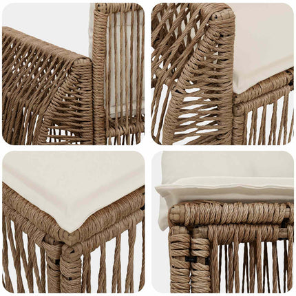 Havesofa Sæt 4 stk. Beige og cremehvid polyrattan