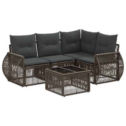Havesofa Sæt 5 stk. Grå og Mørkegrå polyrattan
