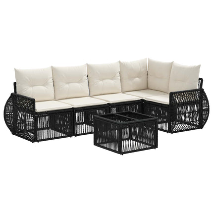 Havesofa Sæt 6 stk. Sort og Cremehvid polyrattan