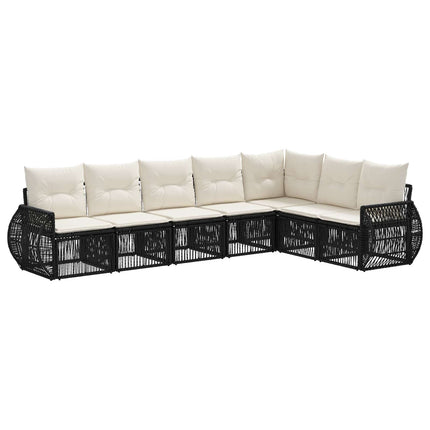 Havesofa Sæt 7 stk. Sort og Cremehvid polyrattan