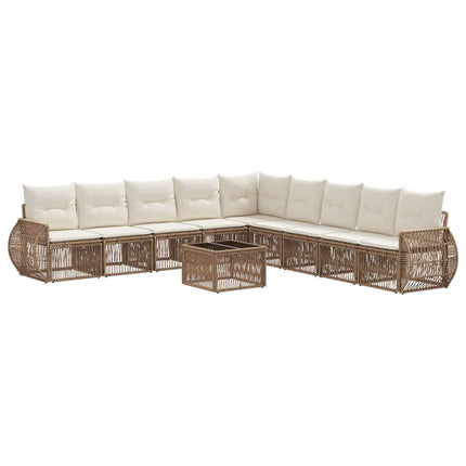 Havesofa Sæt 10 stk. Beige og cremehvid polyrattan