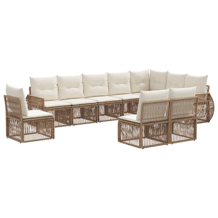 Havesofa Sæt 10 stk. Beige og cremehvid polyrattan