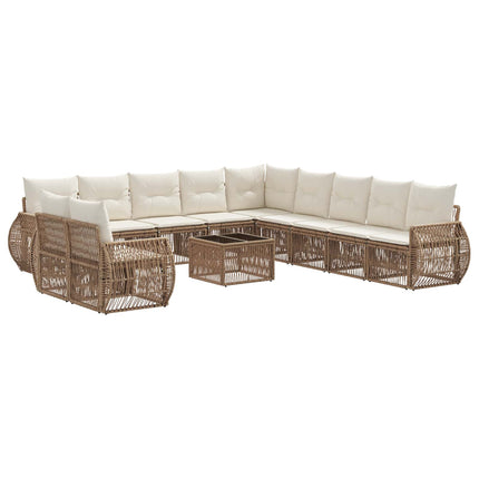Havesofa Sæt 12 stk. Beige og cremehvid polyrattan
