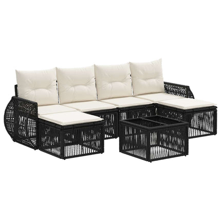 Havesofa Sæt 7 stk. Sort og Cremehvid polyrattan