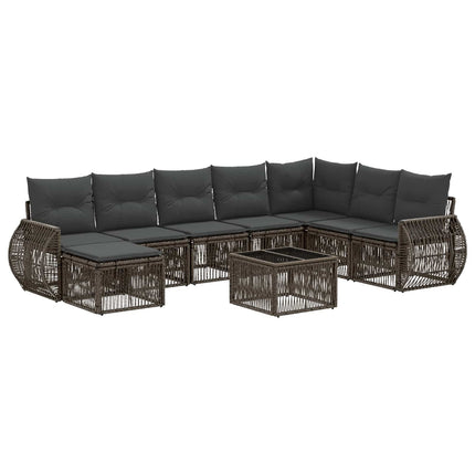Havesofa Sæt 9 stk. Grå og Mørkegrå polyrattan