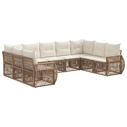 Havesofa Sæt 9 stk. Beige og cremehvid polyrattan