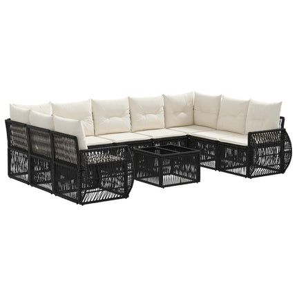 Havesofa Sæt 10 stk. Sort og Cremehvid polyrattan
