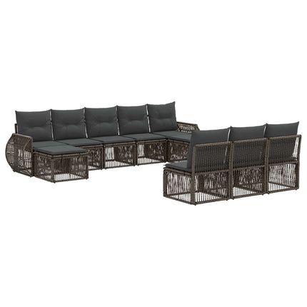 Havesofa Sæt 10 stk. Grå og Mørkegrå polyrattan