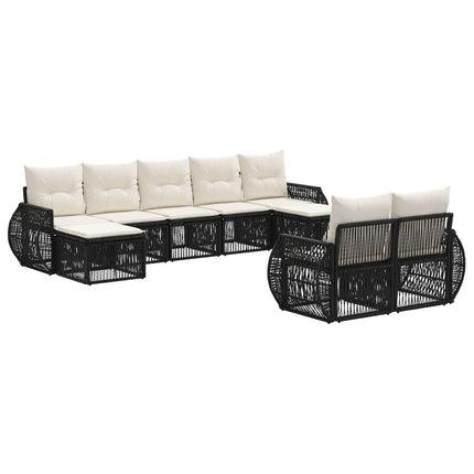 Havesofa Sæt 9 stk. Sort og Cremehvid polyrattan