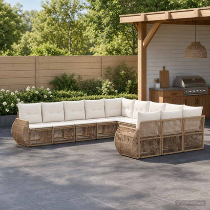 Havesofa Sæt 11 stk. Beige og cremehvid polyrattan