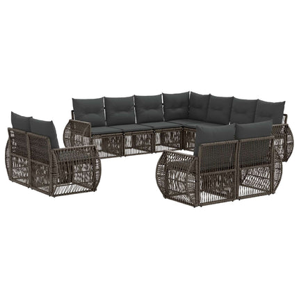 Havesofa Sæt 11 stk. Grå og Mørkegrå polyrattan