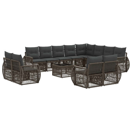 Havesofa Sæt 13 stk. Grå og Mørkegrå polyrattan
