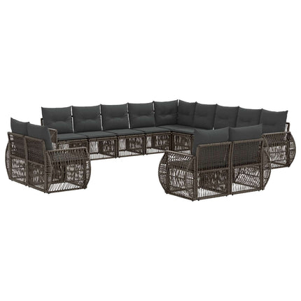 Havesofa Sæt 13 stk. Grå og Mørkegrå polyrattan