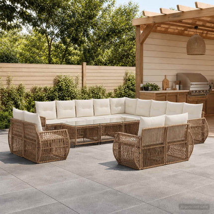 Havesofa Sæt 13 stk. Beige og cremehvid polyrattan