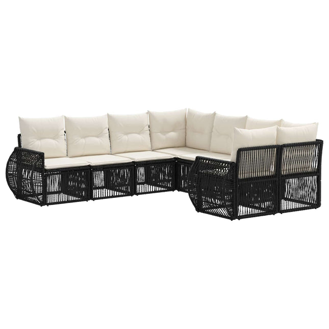 Havesofa Sæt 8 stk. 8-Antal sæder Sort polyrattan