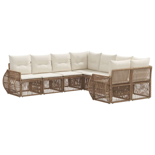 Havesofa Sæt 8 stk. 8-Antal sæder Beige polyrattan