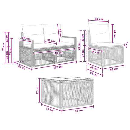 Havesofa Sæt 6 stk. Sort polyrattan