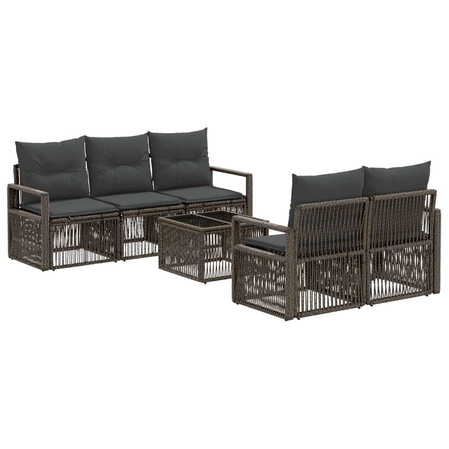 Havesofa Sæt 6 stk. Grå polyrattan