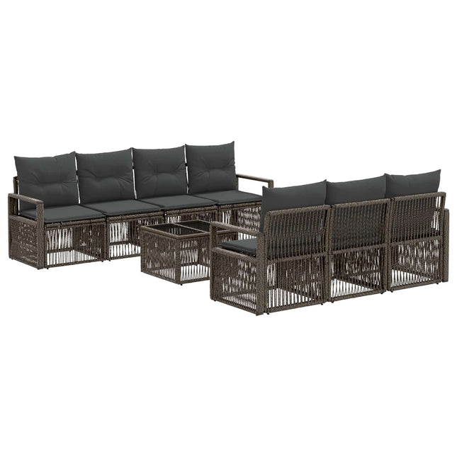 Havesofa Sæt 8 stk. Grå polyrattan