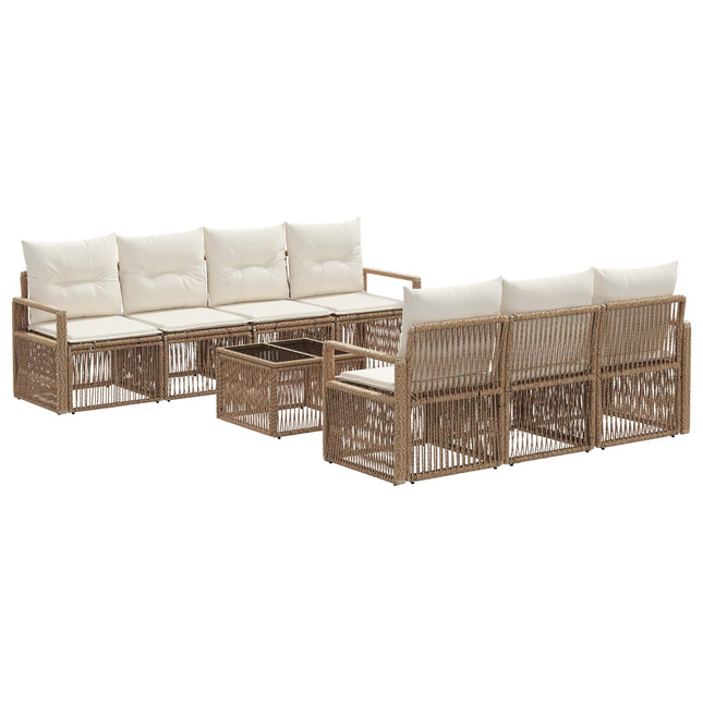 Havesofa Sæt 8 stk. Beige polyrattan