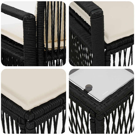 Havesofa Sæt 9 stk. Sort polyrattan