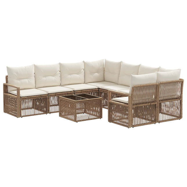 Havesofa Sæt 9 stk. Beige polyrattan