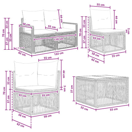 Havesofa Sæt 9 stk. Beige polyrattan