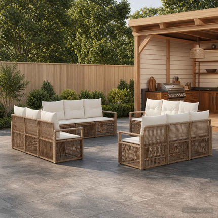 Havesofa Sæt 12 stk. Beige polyrattan
