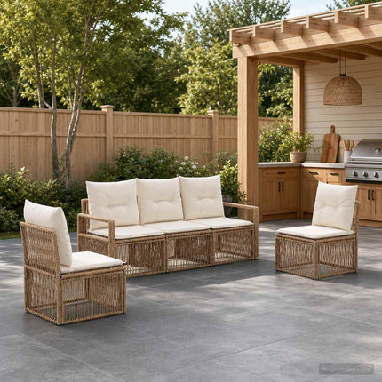 Havesofa Sæt 5 stk. Beige polyrattan
