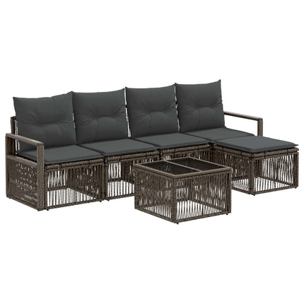 Havesofa Sæt 6 stk. Grå polyrattan