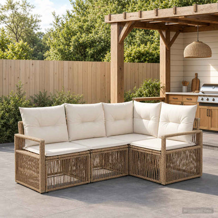 Havesofa Sæt 4 stk. Beige polyrattan