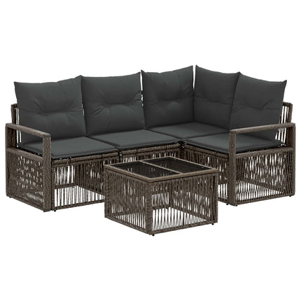 Havesofa Sæt 5 stk. Grå polyrattan