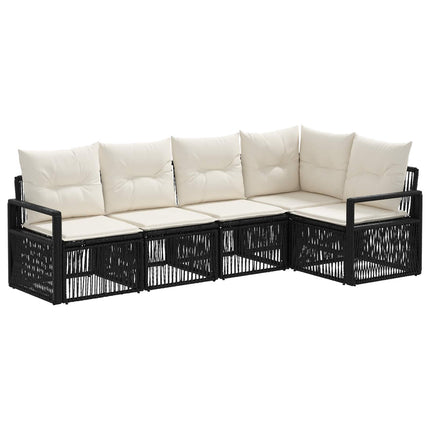 Havesofa Sæt 5 stk. Sort polyrattan