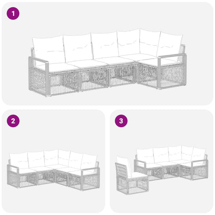 Havesofa Sæt 5 stk. Sort polyrattan