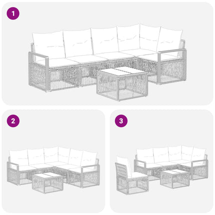 Havesofa Sæt 6 stk. Grå polyrattan
