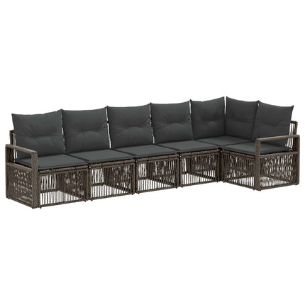 Havesofa Sæt 6 stk. Grå polyrattan