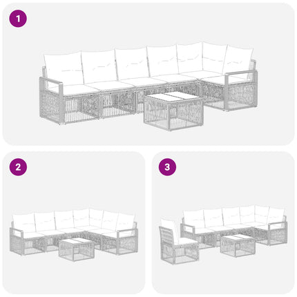 Havesofa Sæt 7 stk. Sort polyrattan