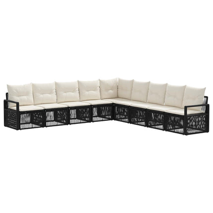 Havesofa Sæt 9 stk. Sort polyrattan