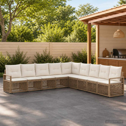 Havesofa Sæt 9 stk. Beige polyrattan