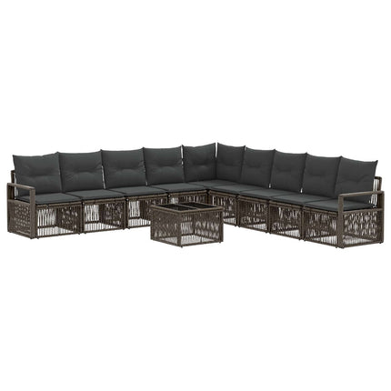 Havesofa Sæt 10 stk. Grå polyrattan