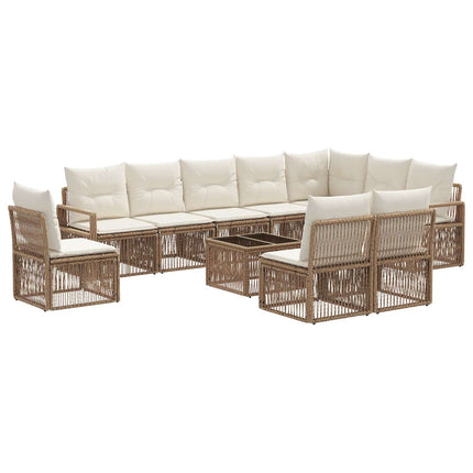 Havesofa Sæt 11 stk. Beige polyrattan