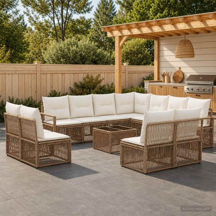 Havesofa Sæt 12 stk. Beige polyrattan