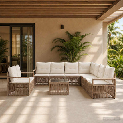 Havesofa Sæt 10 stk. Beige polyrattan